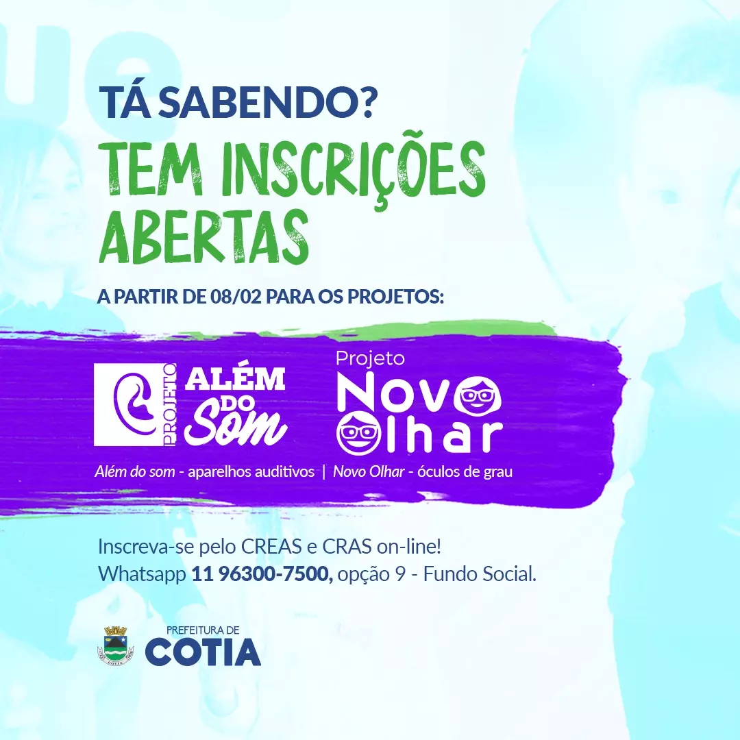 Cotia abre inscrições para os projetos ‘Além do Som’ e ‘Novo Olhar’